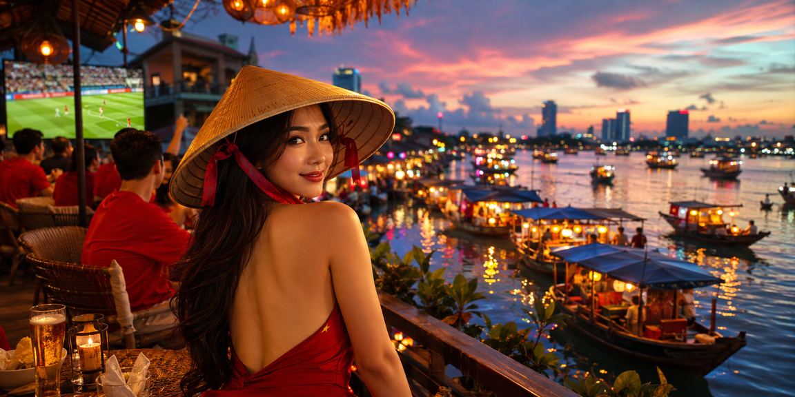 Người hâm mộ bóng đá đặt cược tại Hà Nội với chiếc nón lá truyền thống